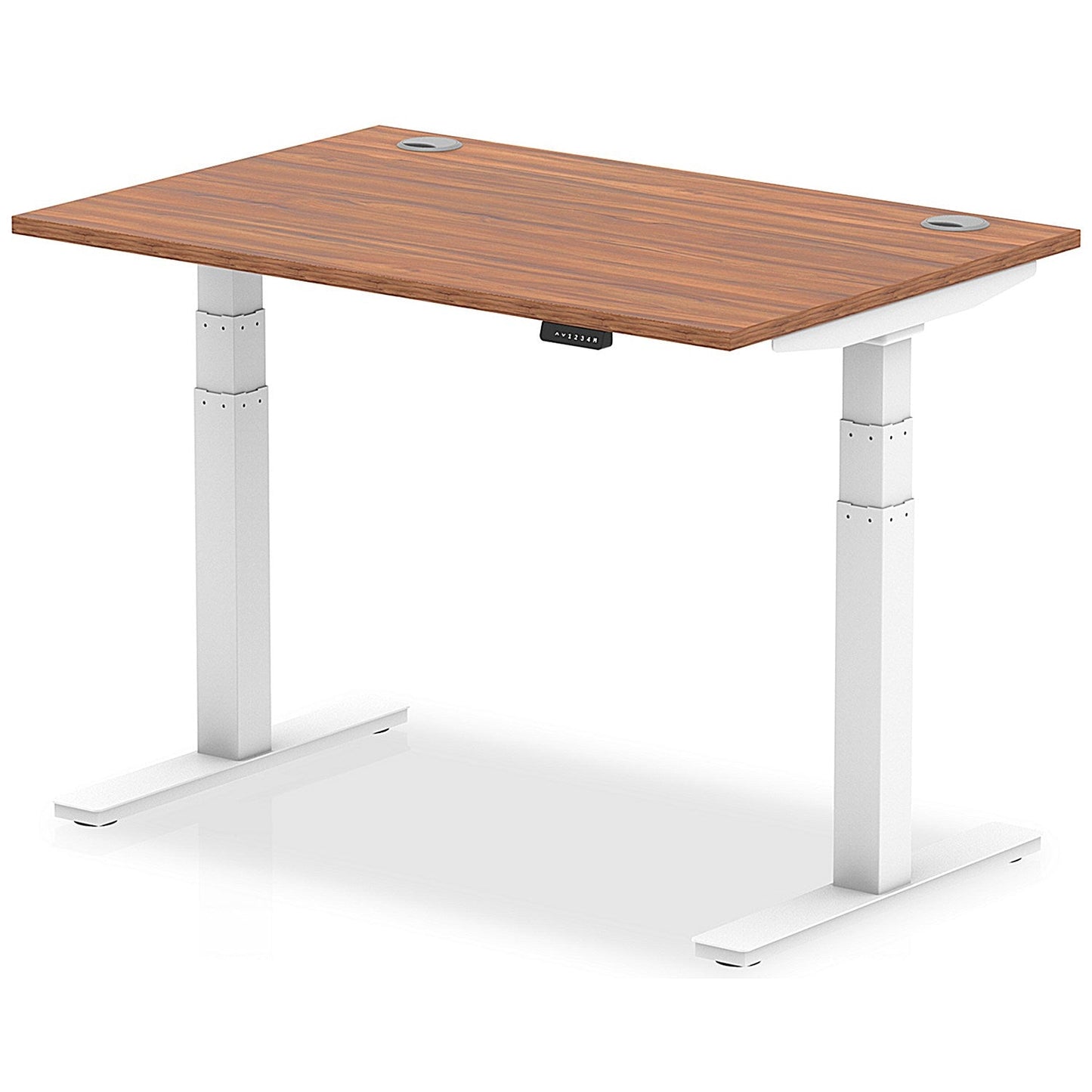 Air 1200mm Rectangular Height-Adjustable Desk, White Leg, Walnut Easy2Order : HA01105
