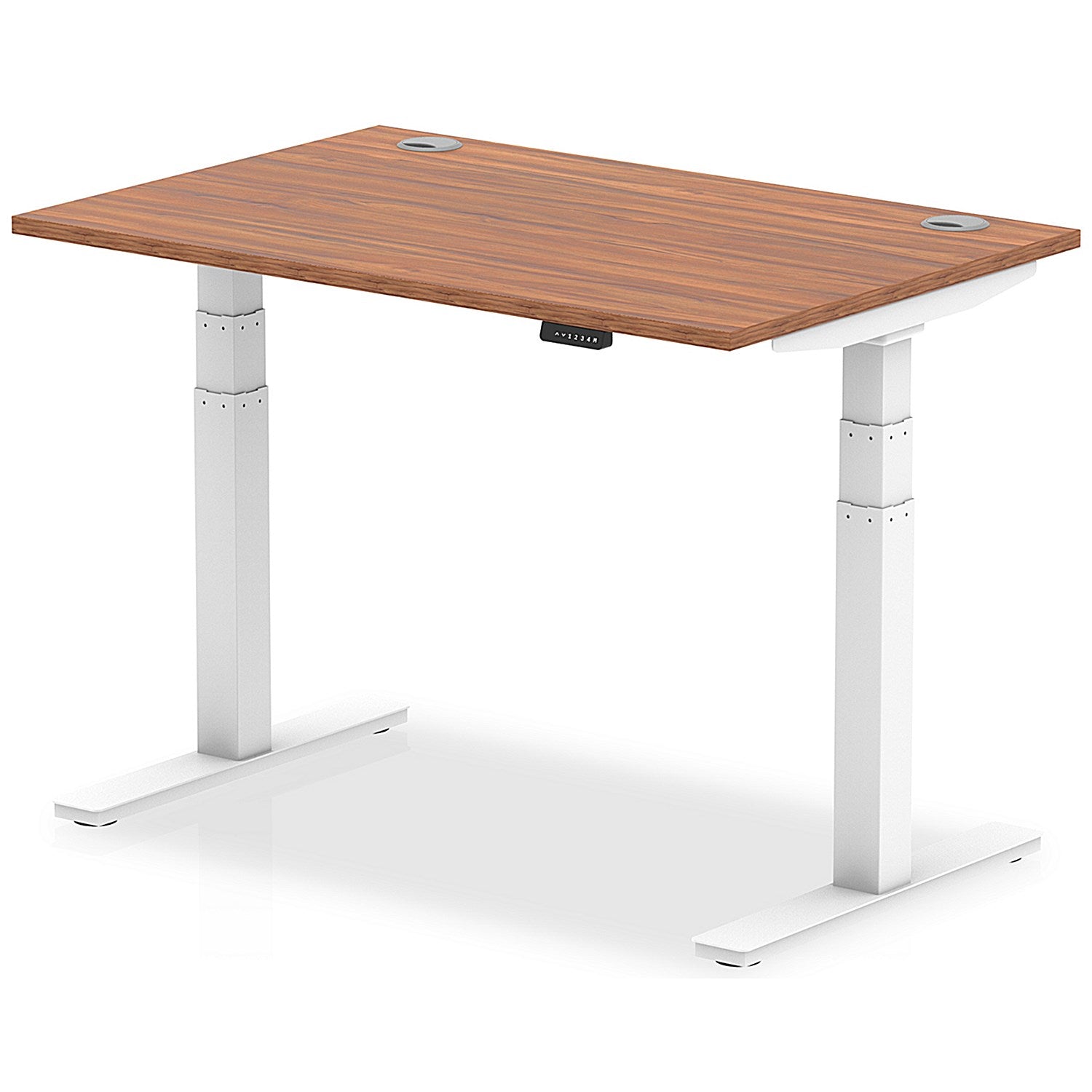 Air 1200mm Rectangular Height-Adjustable Desk, White Leg, Walnut Easy2Order : HA01105
