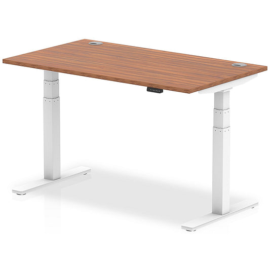 Air 1400mm Rectangular Height-Adjustable Desk, White Leg, Walnut Easy2Order : HA01106