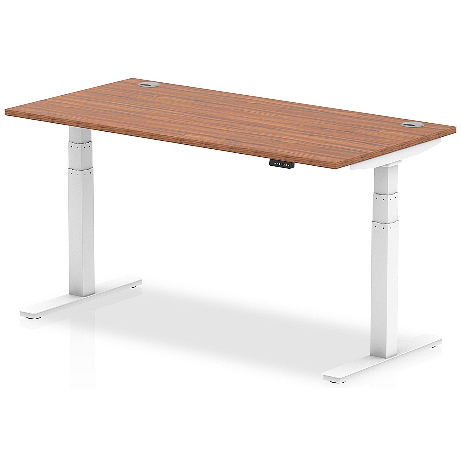 Air 1600mm Rectangular Height-Adjustable Desk, White Leg, Walnut Easy2Order : HA01107