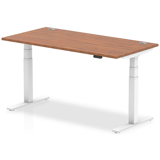 Air 1600mm Rectangular Height-Adjustable Desk, White Leg, Walnut Easy2Order : HA01107