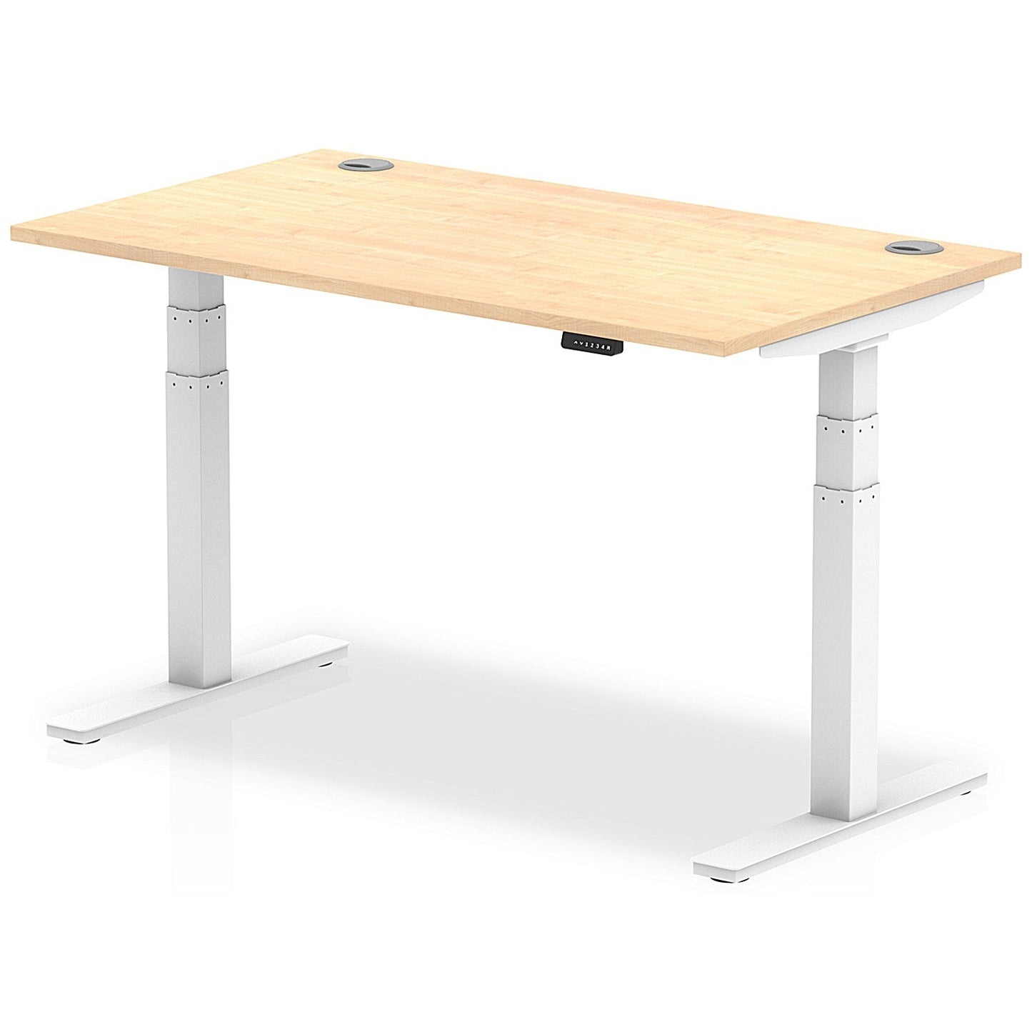 Air 1400mm Rectangular Height-Adjustable Desk, White Leg, Maple Easy2Order : HA01114