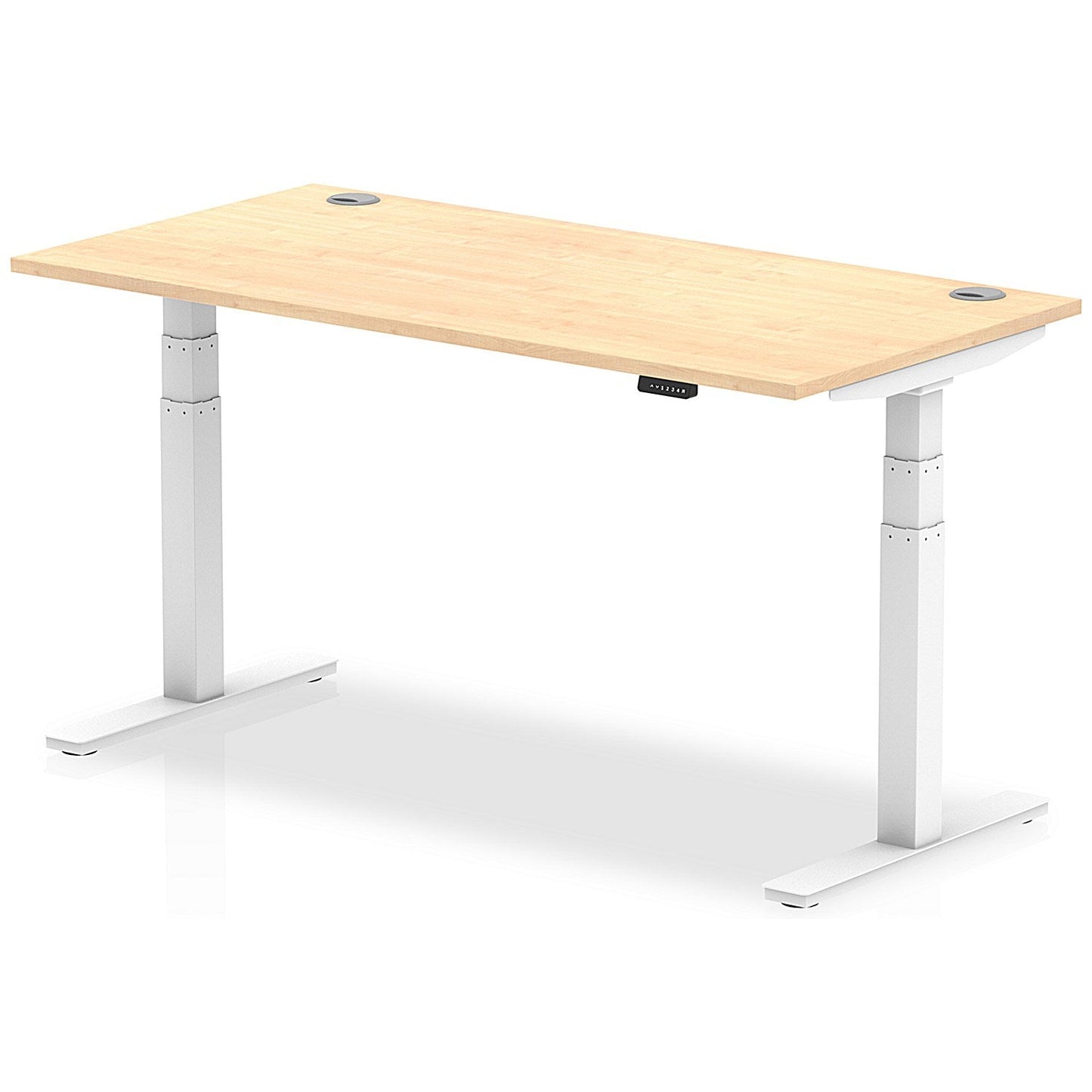 Air 1600mm Rectangular Height-Adjustable Desk, White Leg, Maple Easy2Order : HA01115