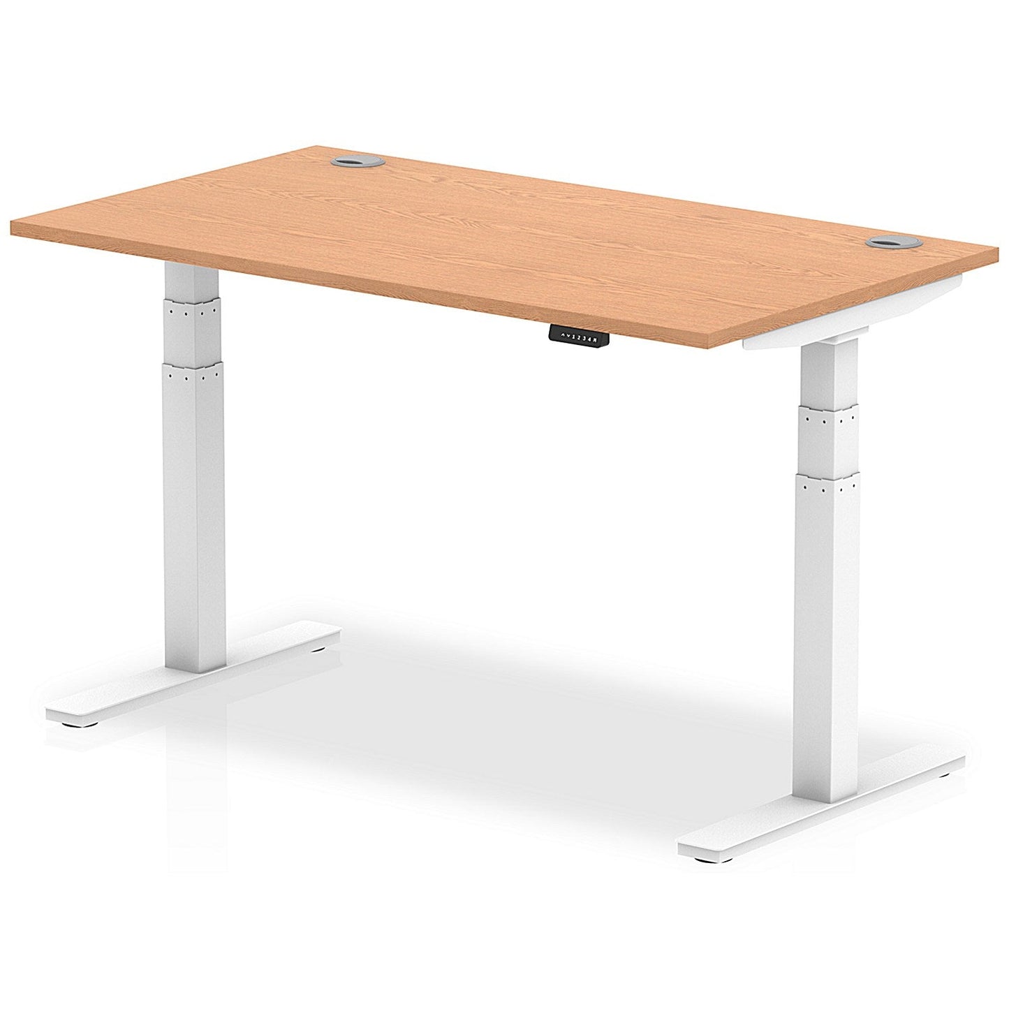 Air 1400mm Rectangular Height-Adjustable Desk, White Leg, Oak Easy2Order : HA01118