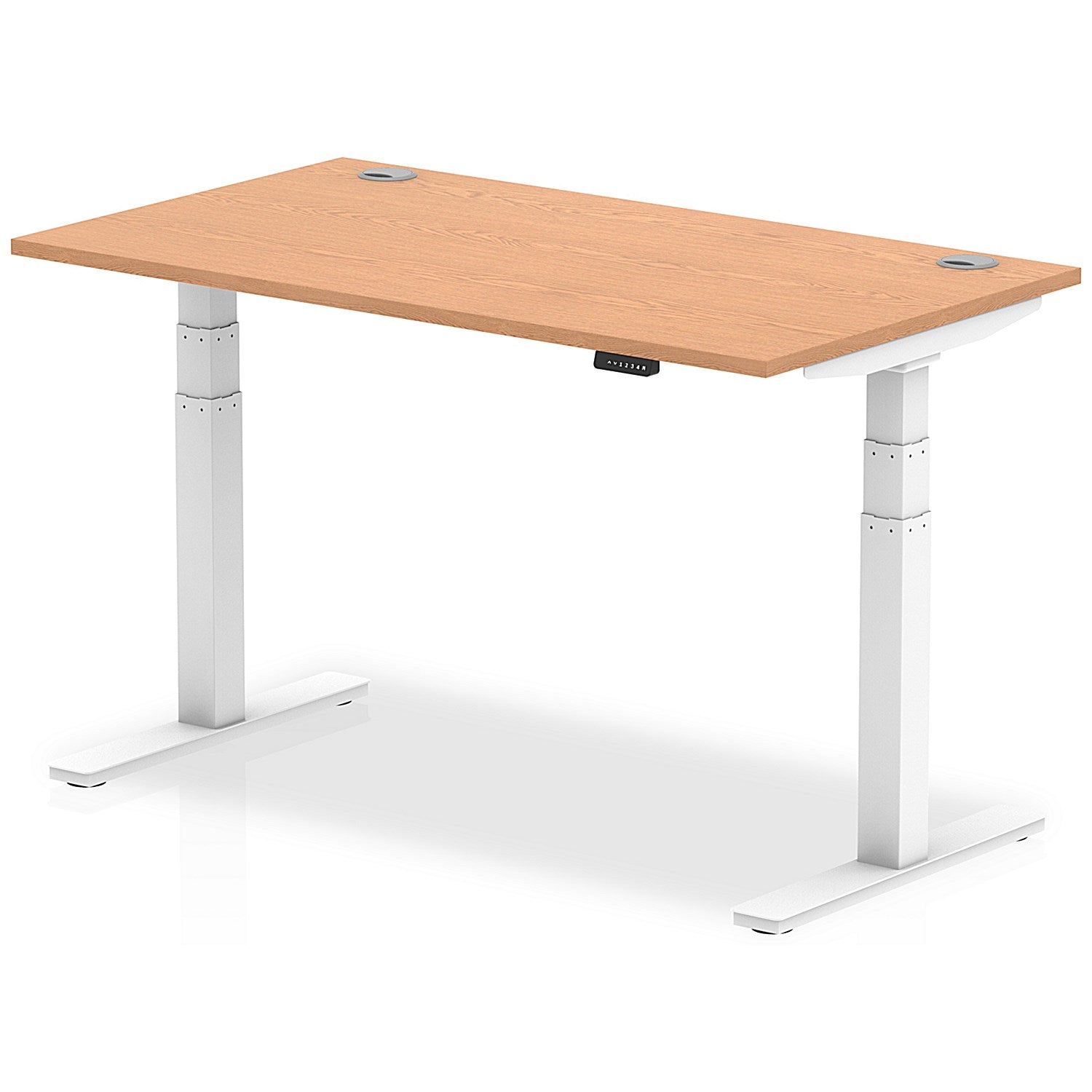 Air 1400mm Rectangular Height-Adjustable Desk, White Leg, Oak Easy2Order : HA01118