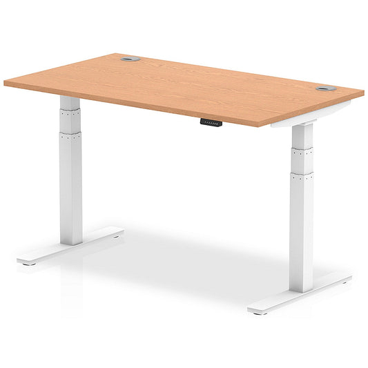 Air 1400mm Rectangular Height-Adjustable Desk, White Leg, Oak Easy2Order : HA01118