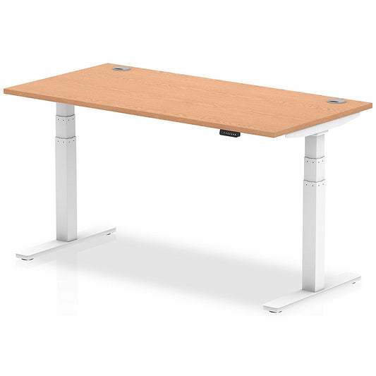Air 1600mm Rectangular Height-Adjustable Desk, White Leg, Oak Easy2Order : HA01119
