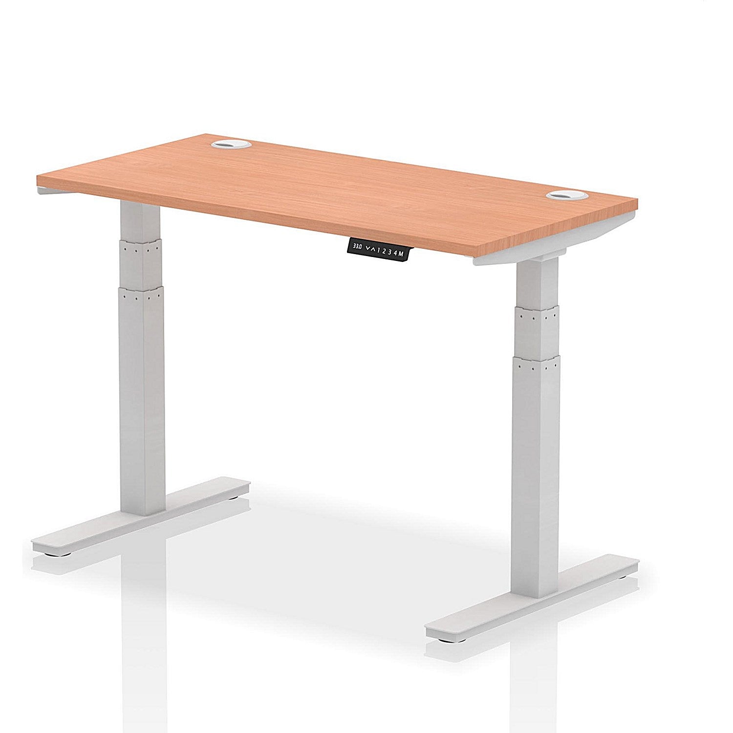 Air 1200mm Slim Rectangular Height-Adjustable Desk, Silver Leg, Beech Easy2Order : HA01121