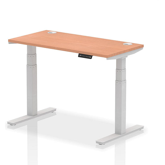 Air 1200mm Slim Rectangular Height-Adjustable Desk, Silver Leg, Beech Easy2Order : HA01121