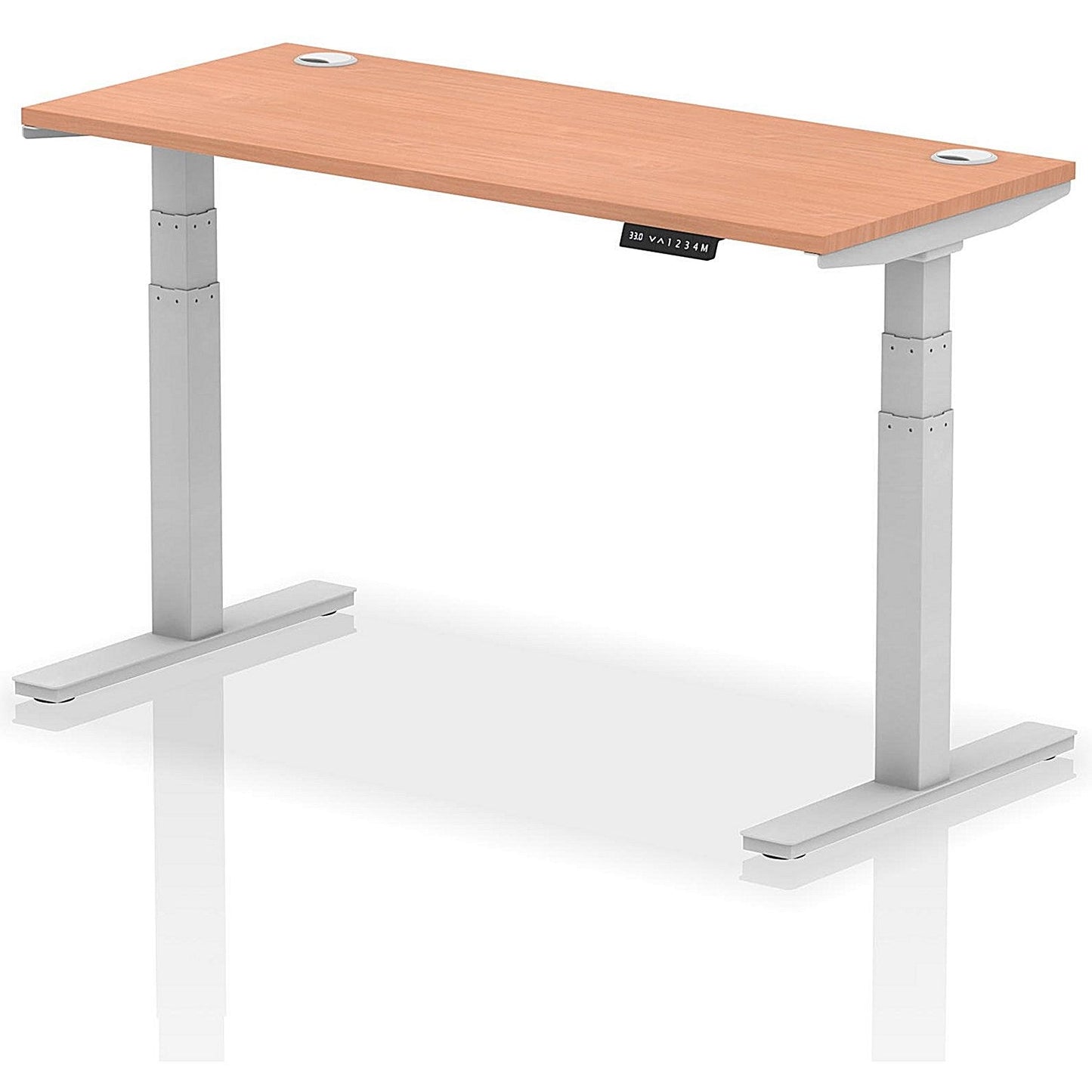 Air 1400mm Slim Rectangular Height-Adjustable Desk, Silver Leg, Beech Easy2Order : HA01122