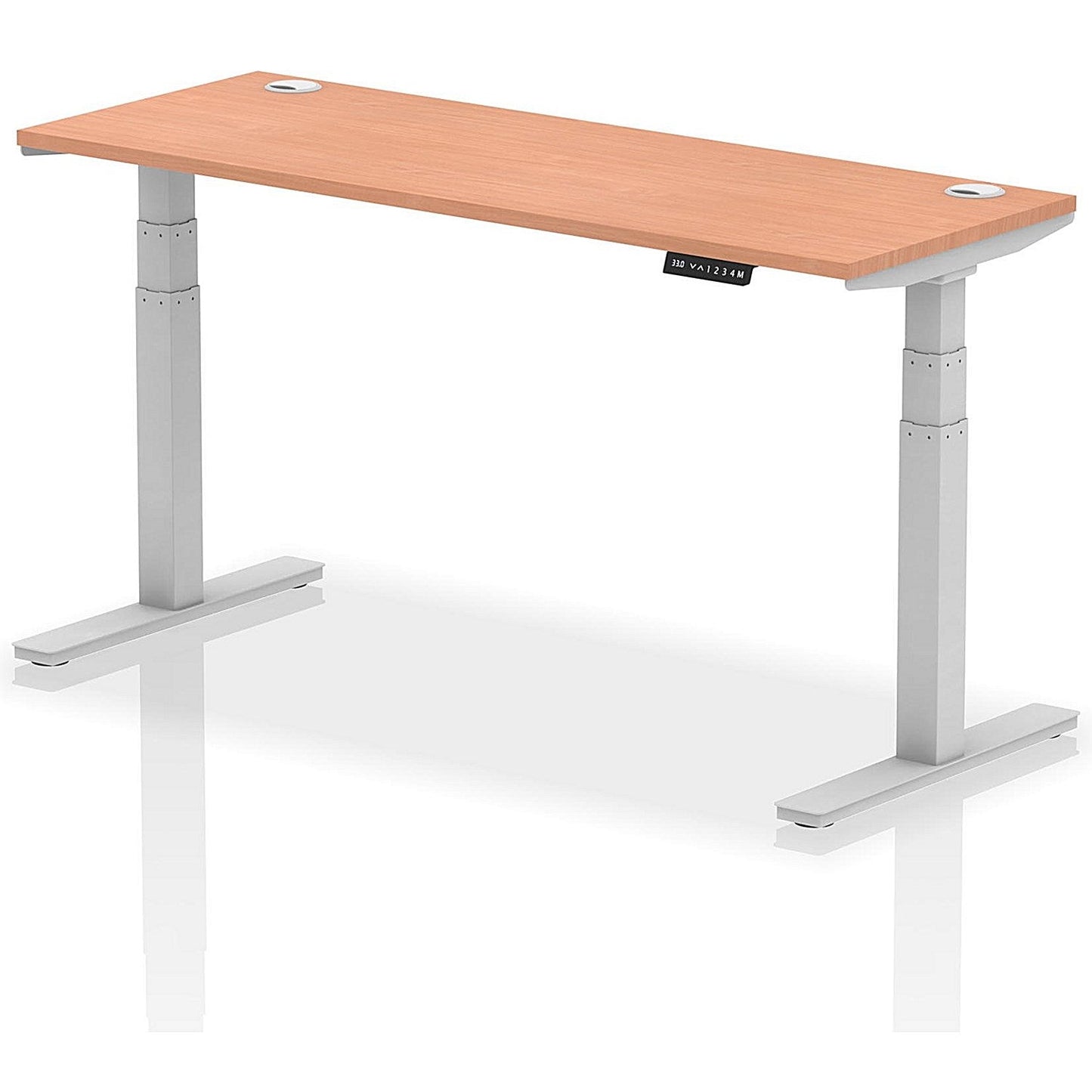 Air 1600mm Slim Rectangular Height-Adjustable Desk, Silver Leg, Beech Easy2Order : HA01123