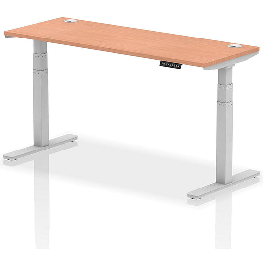 Air 1600mm Slim Rectangular Height-Adjustable Desk, Silver Leg, Beech Easy2Order : HA01123