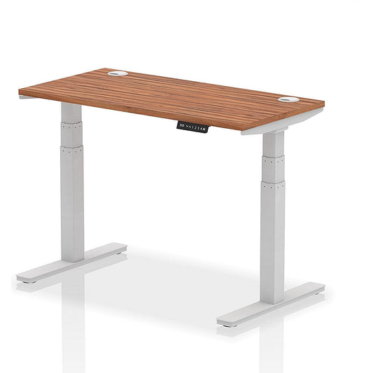 Air 1200mm Slim Rectangular Height-Adjustable Desk, Silver Leg, Walnut Easy2Order : HA01125