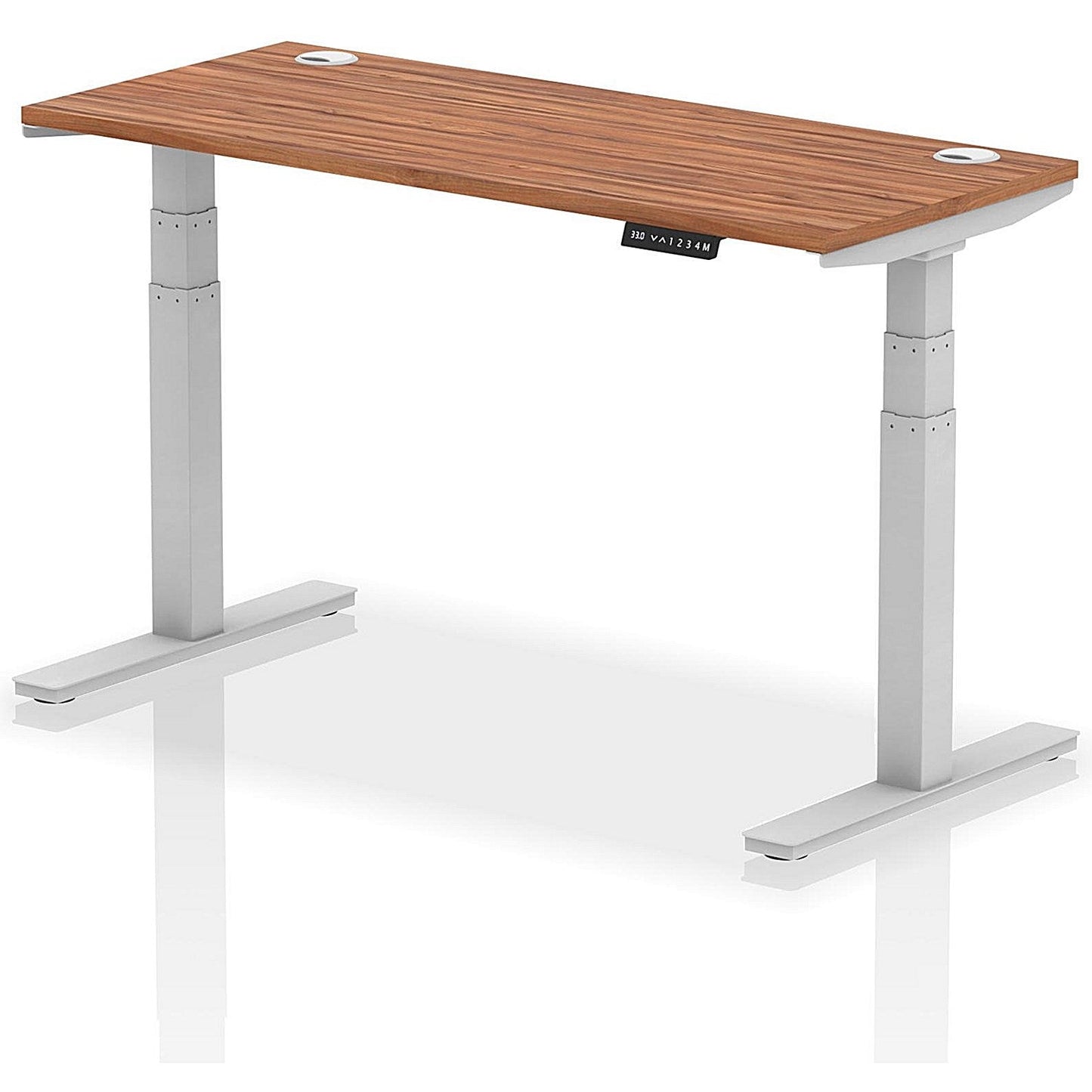 Air 1400mm Slim Rectangular Height-Adjustable Desk, Silver Leg, Walnut Easy2Order : HA01126