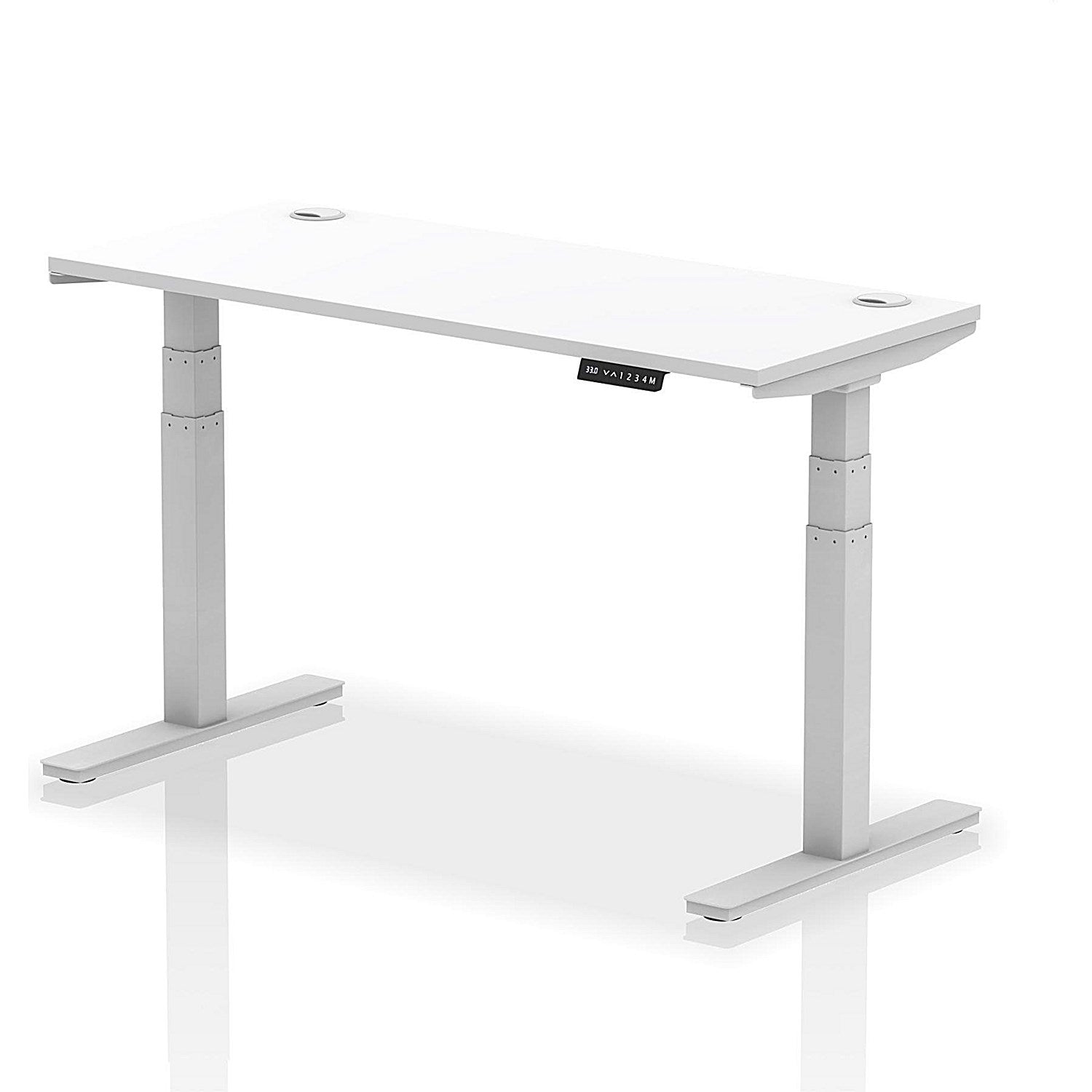 Air 1400mm Slim Rectangular Height-Adjustable Desk, Silver Leg, White Easy2Order : HA01130