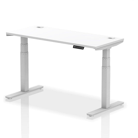 Air 1400mm Slim Rectangular Height-Adjustable Desk, Silver Leg, White Easy2Order : HA01130