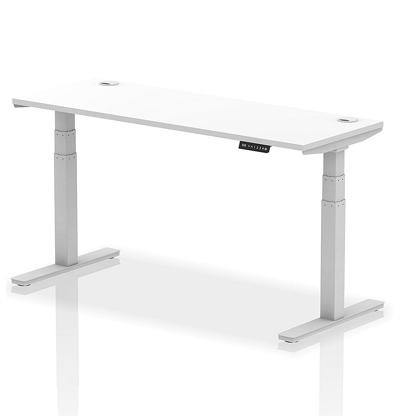 Air 1600mm Slim Rectangular Height-Adjustable Desk, Silver Leg, White Easy2Order : HA01131
