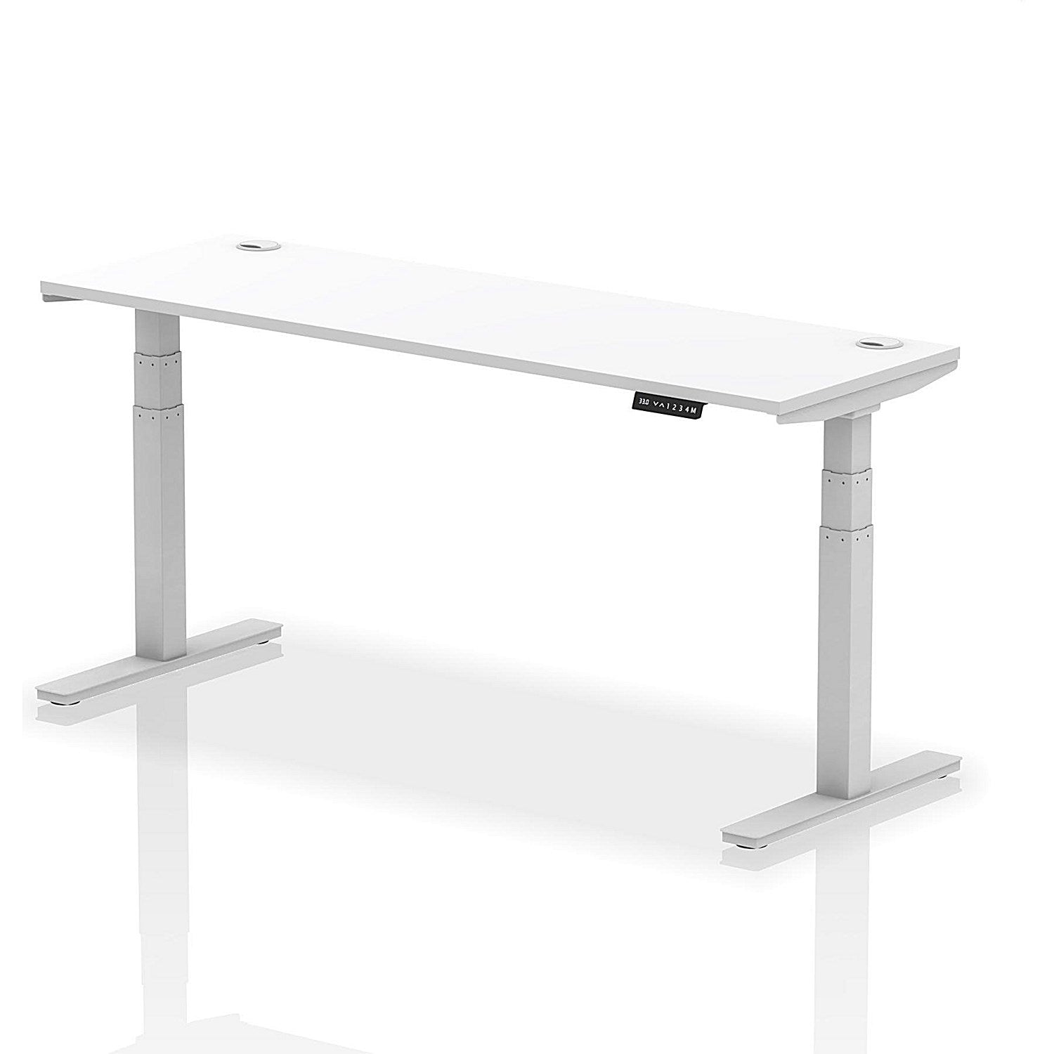 Air 1800mm Slim Rectangular Height-Adjustable Desk, Silver Leg, White Easy2Order : HA01132