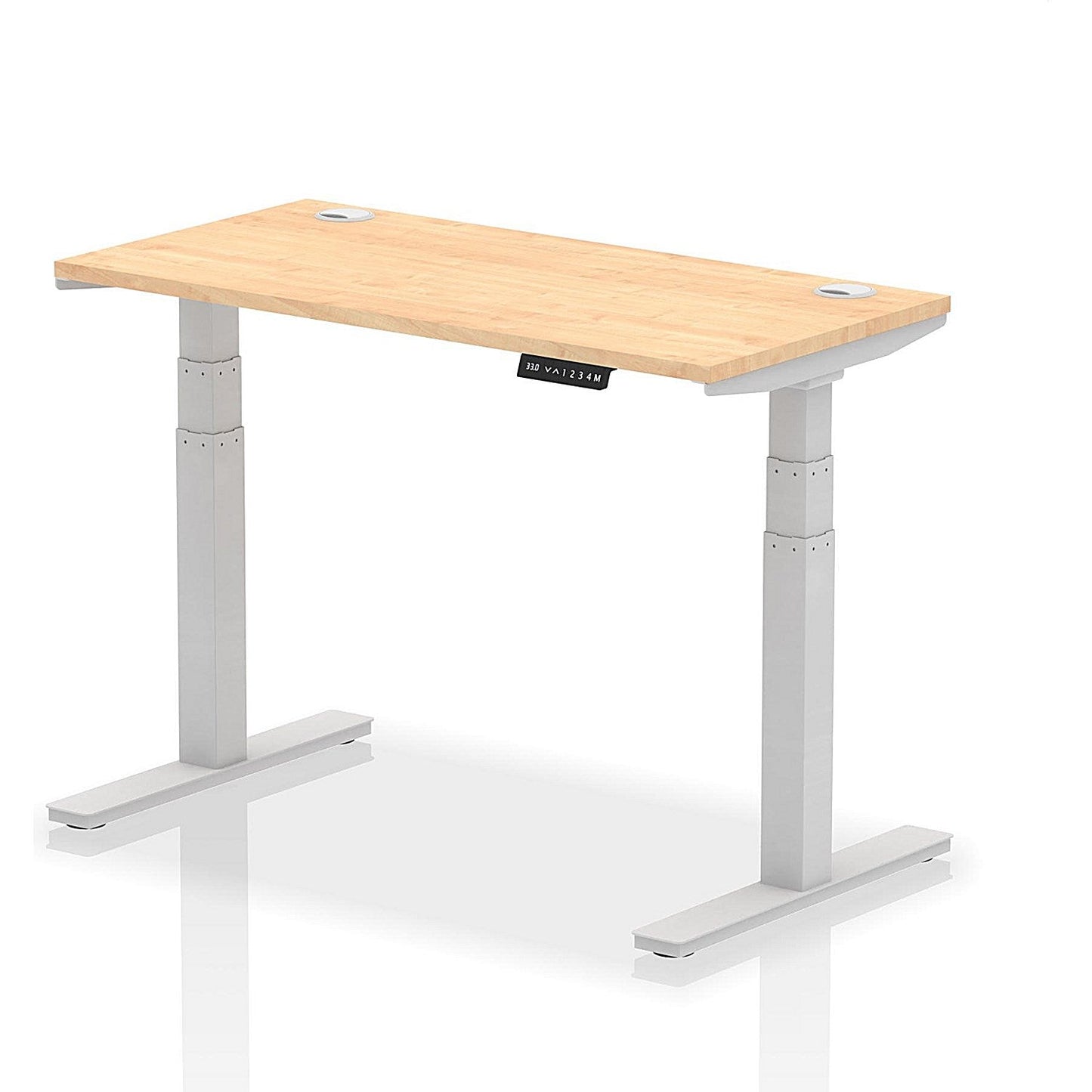 Air 1200mm Slim Rectangular Height-Adjustable Desk, Silver Leg, Maple Easy2Order : HA01133