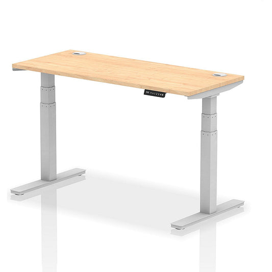 Air 1400mm Slim Rectangular Height-Adjustable Desk, Silver Leg, Maple Easy2Order : HA01134