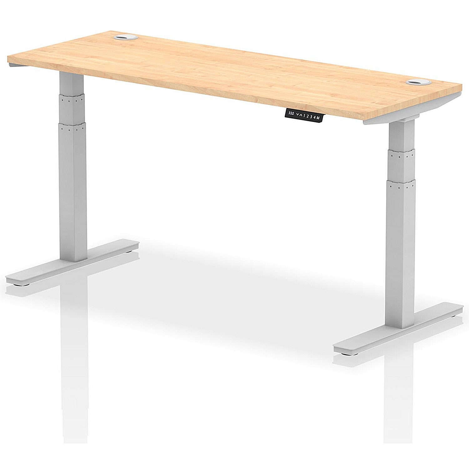 Air 1600mm Slim Rectangular Height-Adjustable Desk, Silver Leg, Maple Easy2Order : HA01135