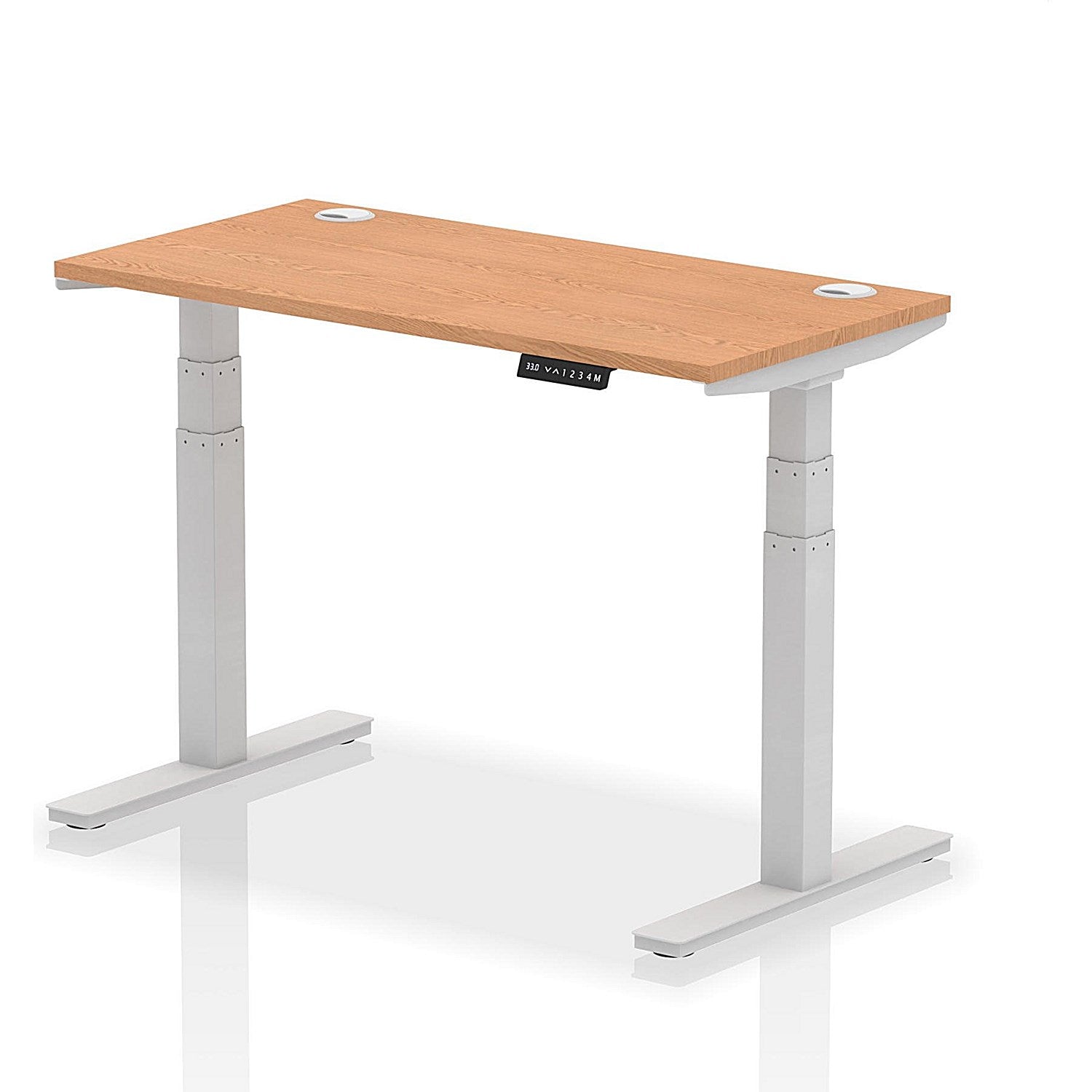 Air 1200mm Slim Rectangular Height-Adjustable Desk, Silver Leg, Oak Easy2Order : HA01137