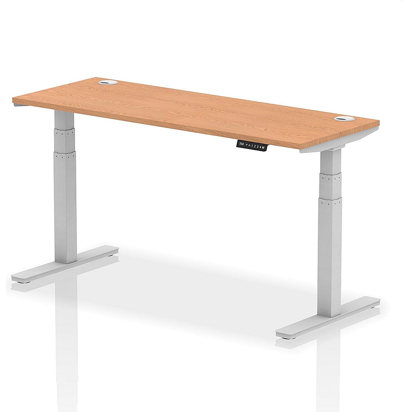 Air 1600mm Slim Rectangular Height-Adjustable Desk, Silver Leg, Oak Easy2Order : HA01139