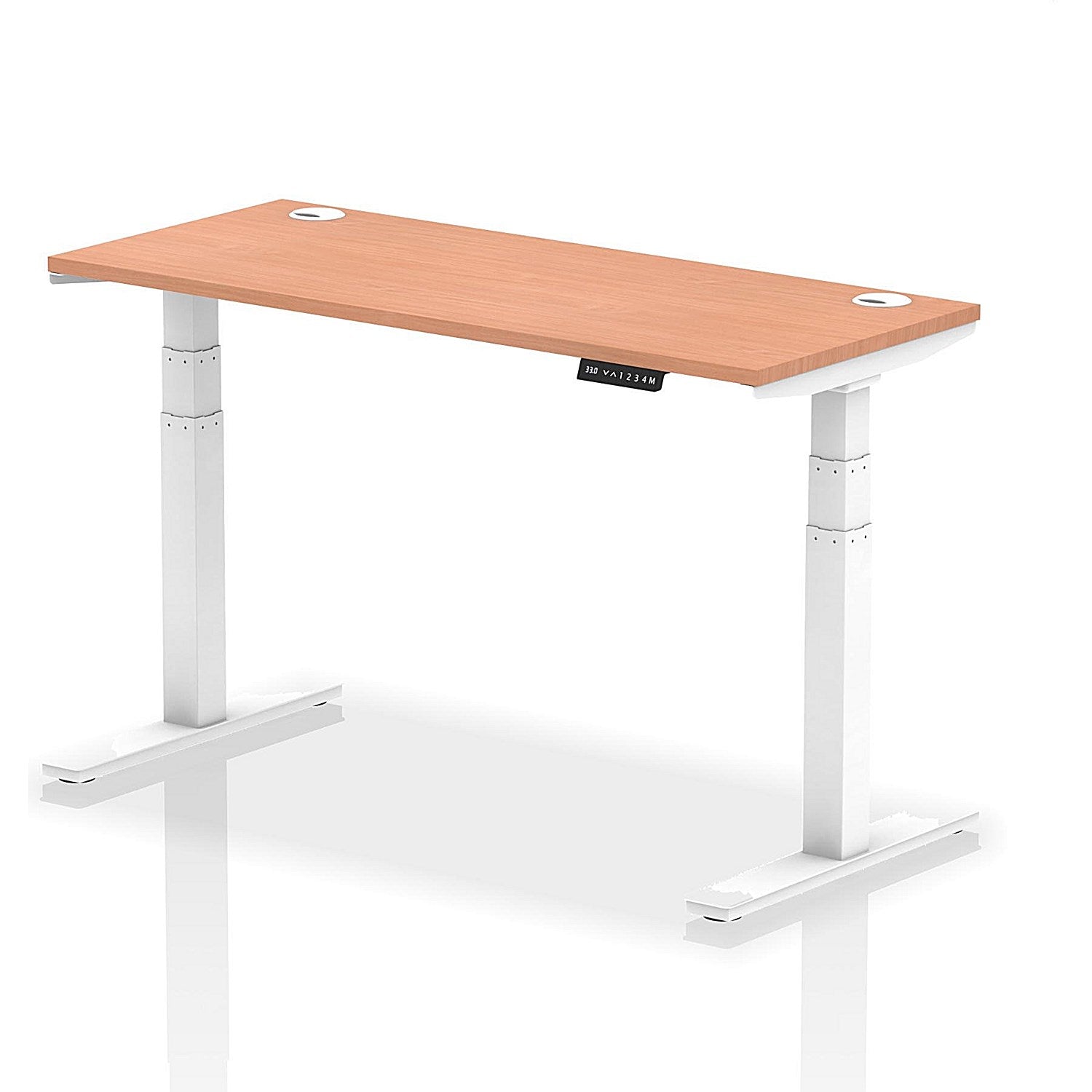 Air 1400mm Slim Rectangular Height-Adjustable Desk, White Leg, Beech Easy2Order : HA01142