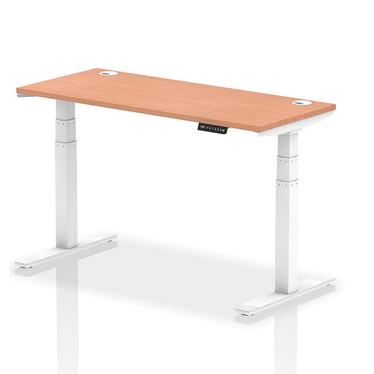 Air 1400mm Slim Rectangular Height-Adjustable Desk, White Leg, Beech Easy2Order : HA01142