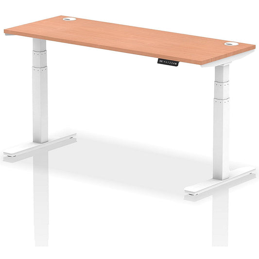 Air 1600mm Slim Rectangular Height-Adjustable Desk, White Leg, Beech Easy2Order : HA01143