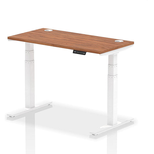 Air 1200mm Slim Rectangular Height-Adjustable Desk, White Leg, Walnut Easy2Order : HA01145