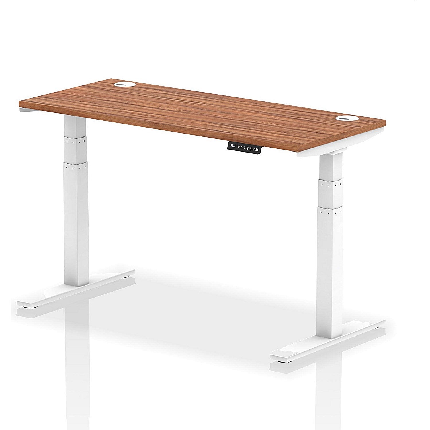 Air 1400mm Slim Rectangular Height-Adjustable Desk, White Leg, Walnut Easy2Order : HA01146