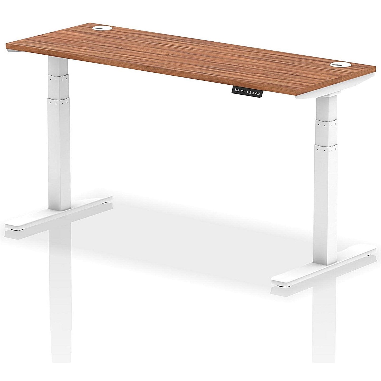 Air 1600mm Slim Rectangular Height-Adjustable Desk, White Leg, Walnut Easy2Order : HA01147