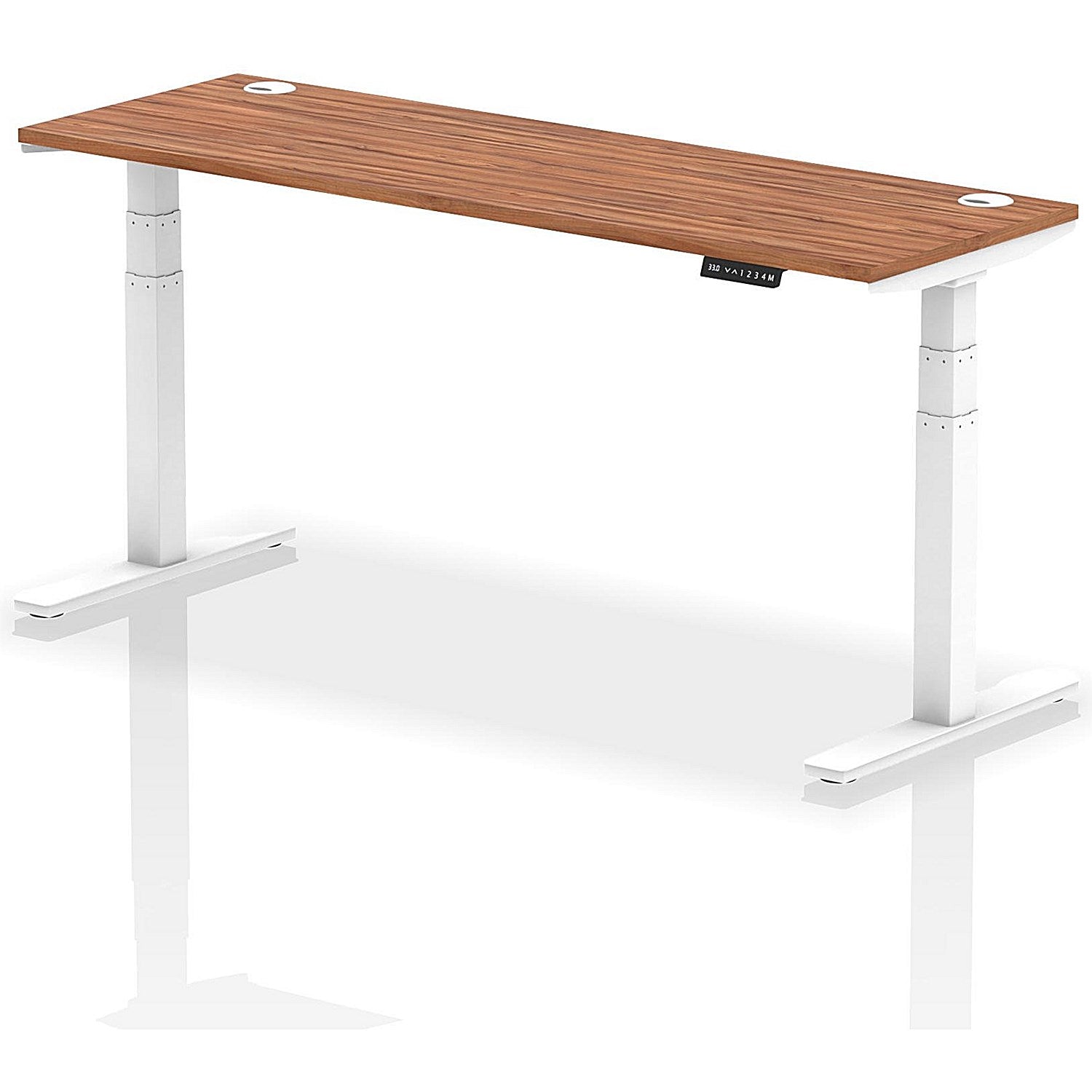 Air 1800mm Slim Rectangular Height-Adjustable Desk, White Leg, Walnut Easy2Order : HA01148