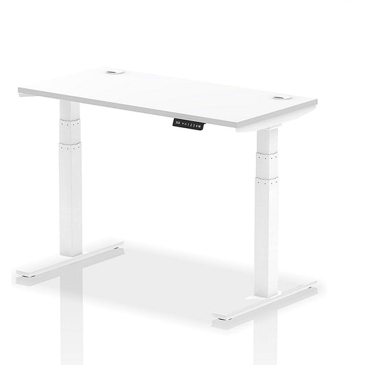 Air 1200mm Slim Rectangular Height-Adjustable Desk, White Leg, White Easy2Order : HA01149
