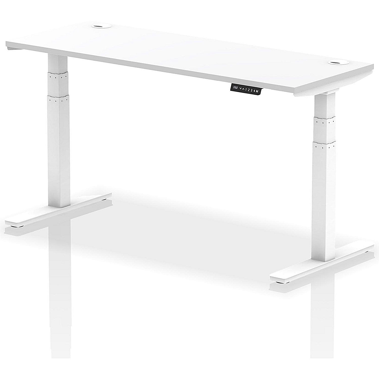 Air 1600mm Slim Rectangular Height-Adjustable Desk, White Leg, White Easy2Order : HA01151