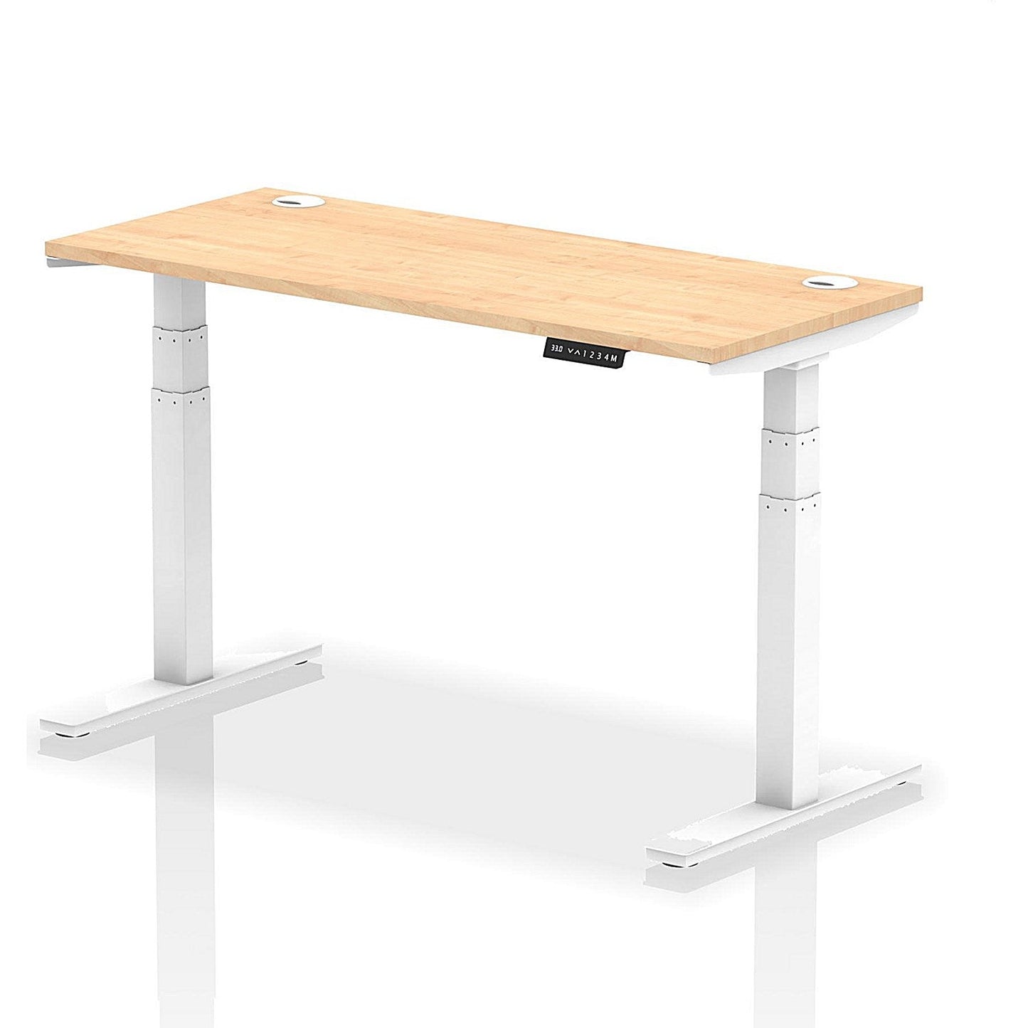 Air 1400mm Slim Rectangular Height-Adjustable Desk, White Leg, Maple Easy2Order : HA01154