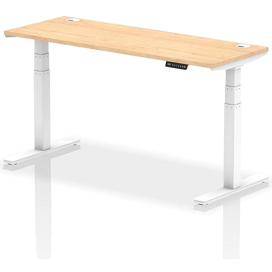 Air 1600mm Slim Rectangular Height-Adjustable Desk, White Leg, Maple Easy2Order : HA01155