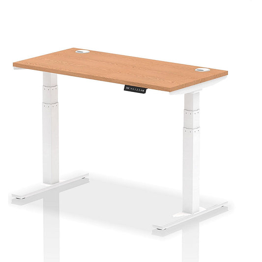 Air 1200mm Slim Rectangular Height-Adjustable Desk, White Leg, Oak Easy2Order : HA01157