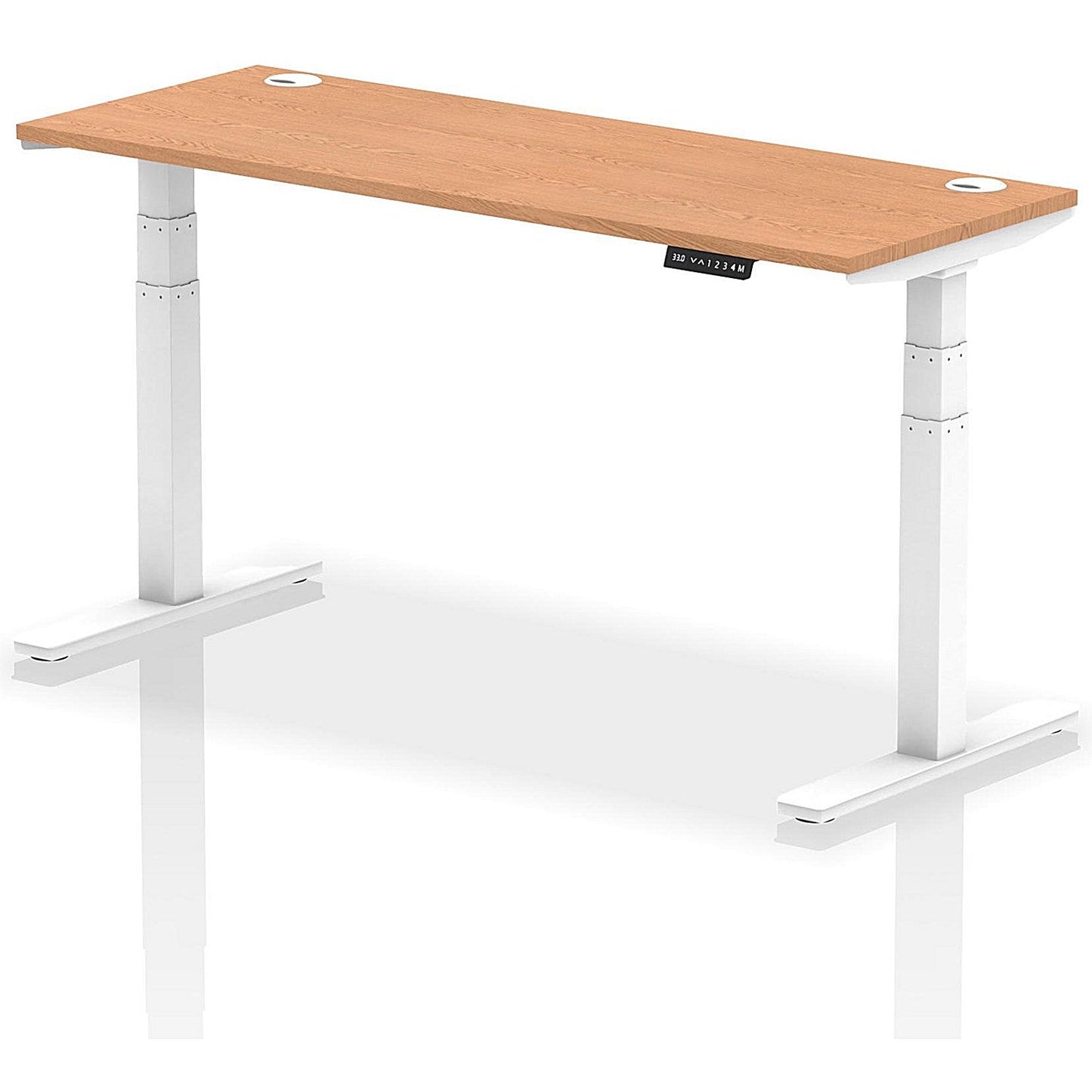 Air 1600mm Slim Rectangular Height-Adjustable Desk, White Leg, Oak Easy2Order : HA01159