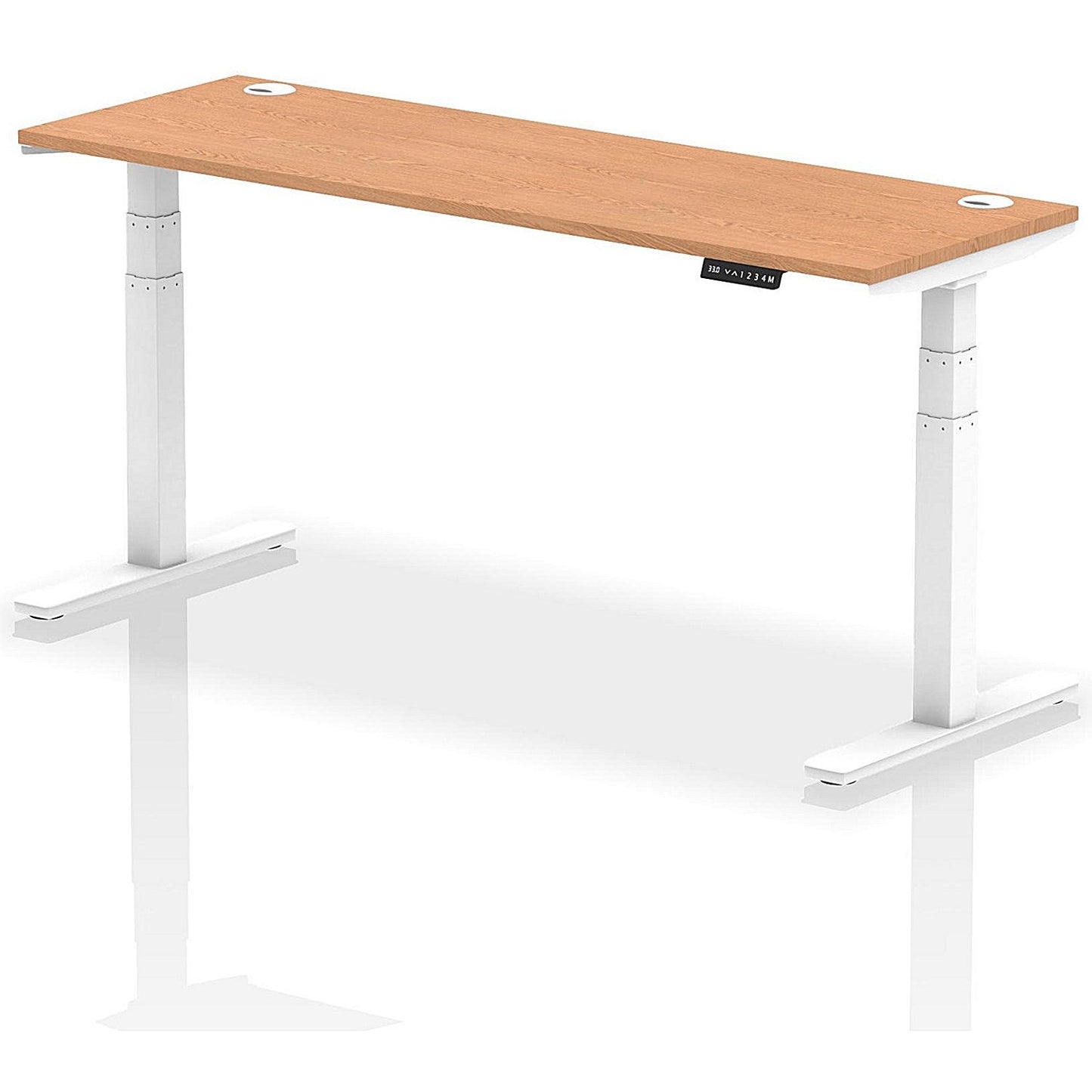 Air 1800mm Slim Rectangular Height-Adjustable Desk, White Leg, Oak Easy2Order : HA01160