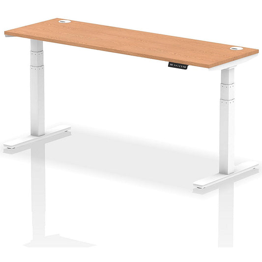 Air 1800mm Slim Rectangular Height-Adjustable Desk, White Leg, Oak Easy2Order : HA01160
