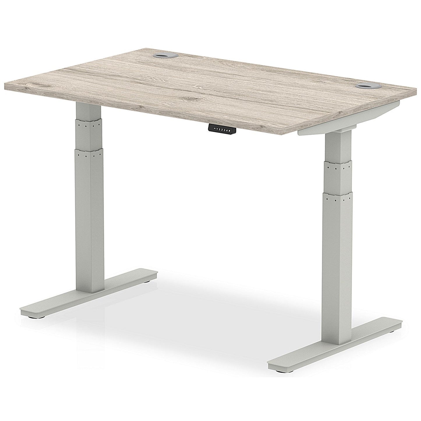 Air 1200mm Rectangular Height-Adjustable Desk, Silver Leg, Grey Oak Easy2Order : HA01169