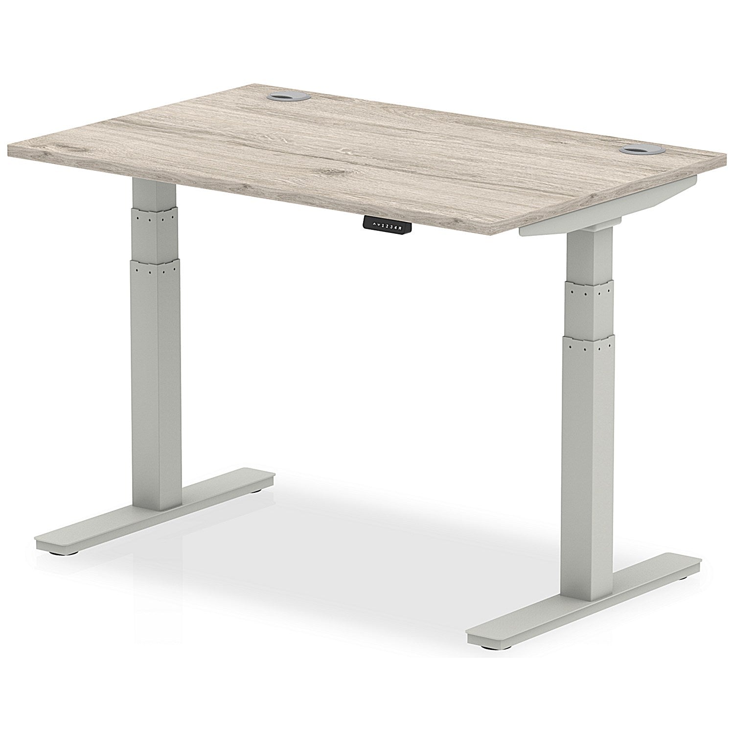 Air 1200mm Rectangular Height-Adjustable Desk, Silver Leg, Grey Oak Easy2Order : HA01169