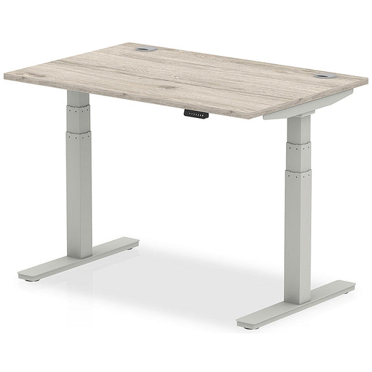 Air 1200mm Rectangular Height-Adjustable Desk, Silver Leg, Grey Oak Easy2Order : HA01169