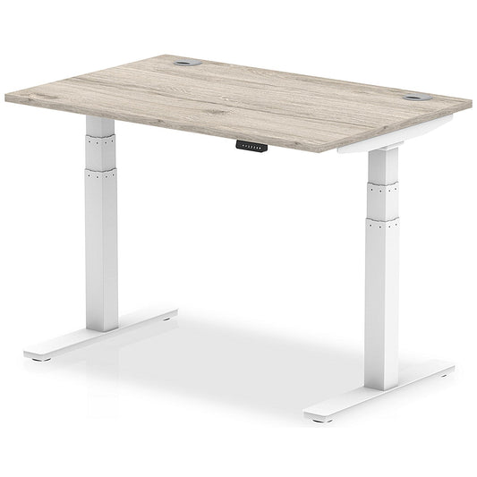Air 1200mm Rectangular Height-Adjustable Desk, White Leg, Grey Oak Easy2Order : HA01170