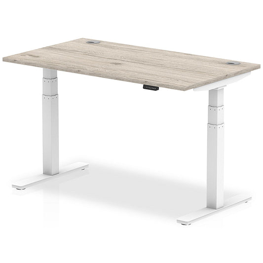 Air 1400mm Rectangular Height-Adjustable Desk, White Leg, Grey Oak Easy2Order : HA01172