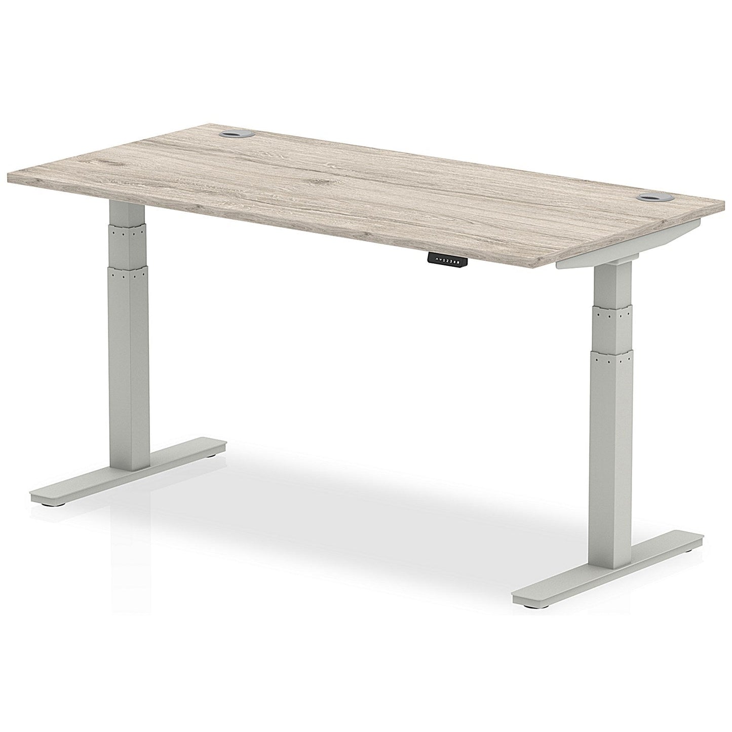 Air 1600mm Rectangular Height-Adjustable Desk, Silver Leg, Grey Oak Easy2Order : HA01173