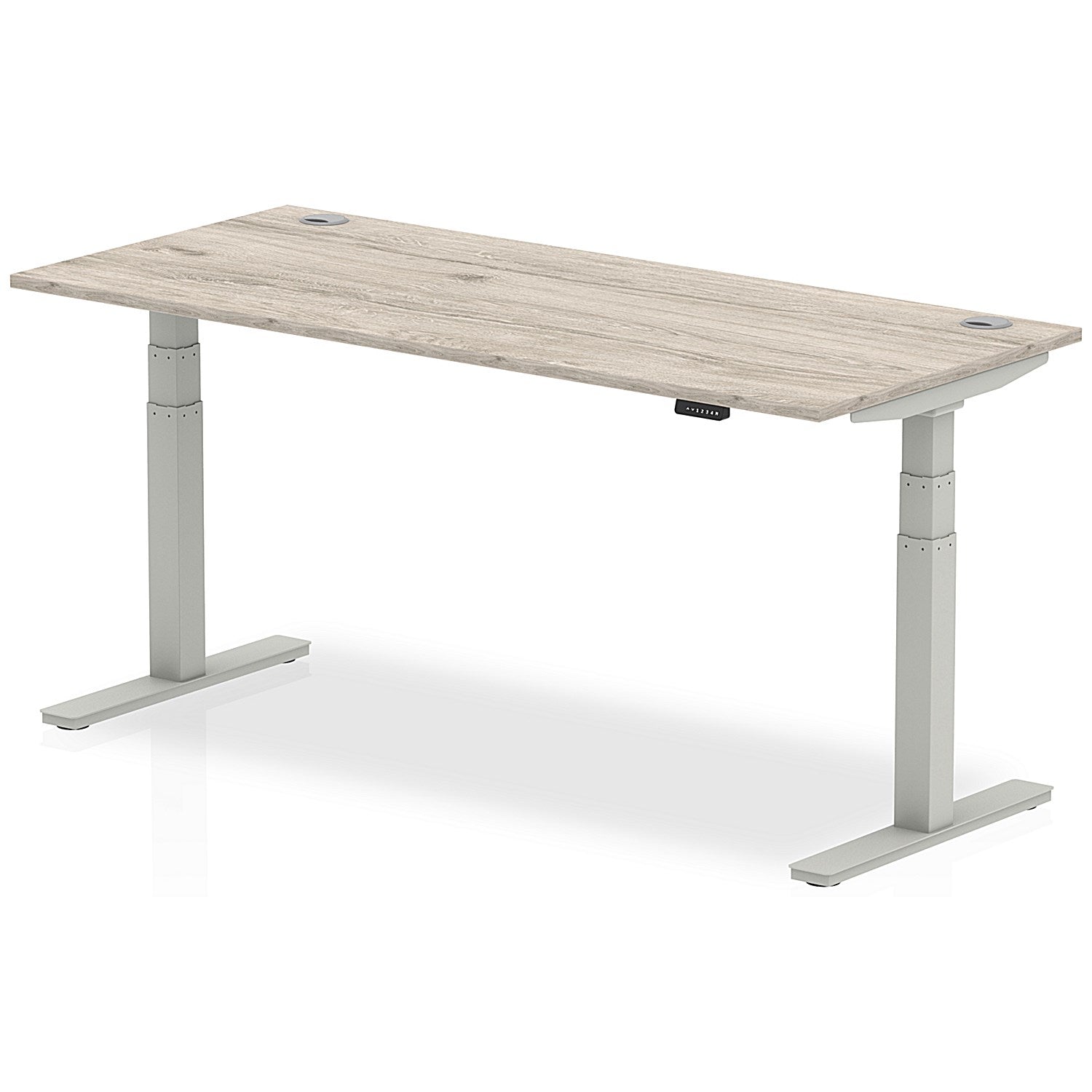 Air 1800mm Rectangular Height-Adjustable Desk, Silver Leg, Grey Oak Easy2Order : HA01175