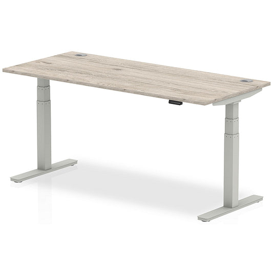 Air 1800mm Rectangular Height-Adjustable Desk, Silver Leg, Grey Oak Easy2Order : HA01175